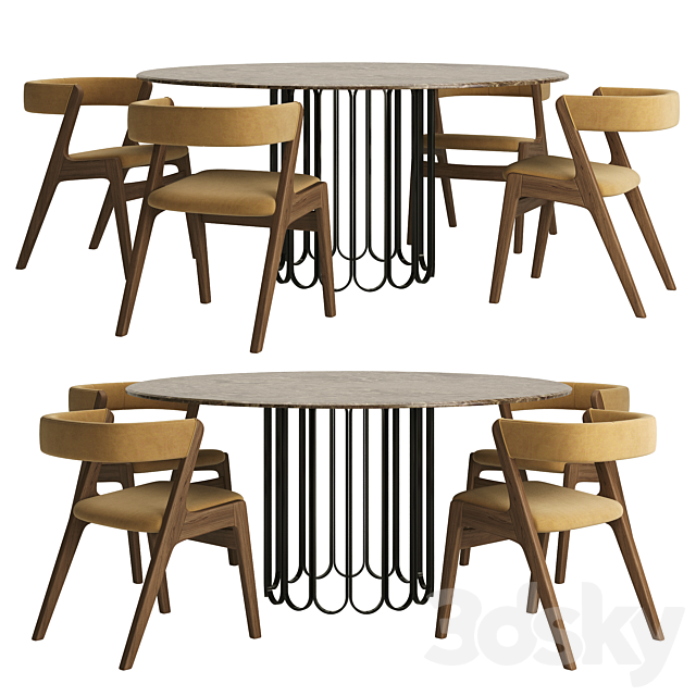 Table CHERYL + chairs MONACO by LASKASAS 3DSMax File - thumbnail 1