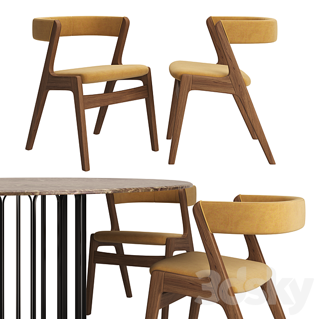 Table CHERYL + chairs MONACO by LASKASAS 3DSMax File - thumbnail 2