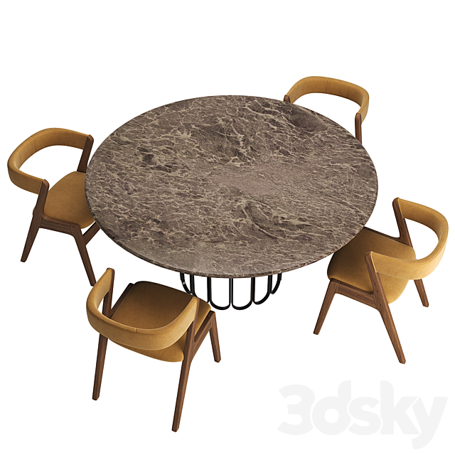 Table CHERYL + chairs MONACO by LASKASAS 3DSMax File - thumbnail 3