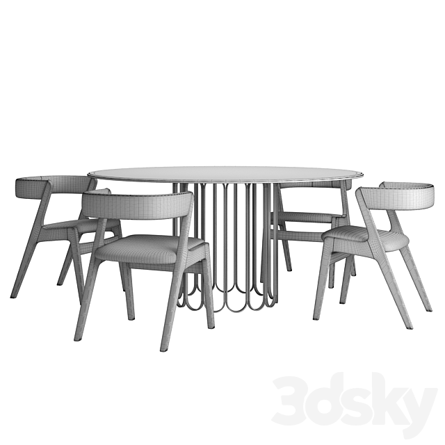 Table CHERYL + chairs MONACO by LASKASAS 3DSMax File - thumbnail 4