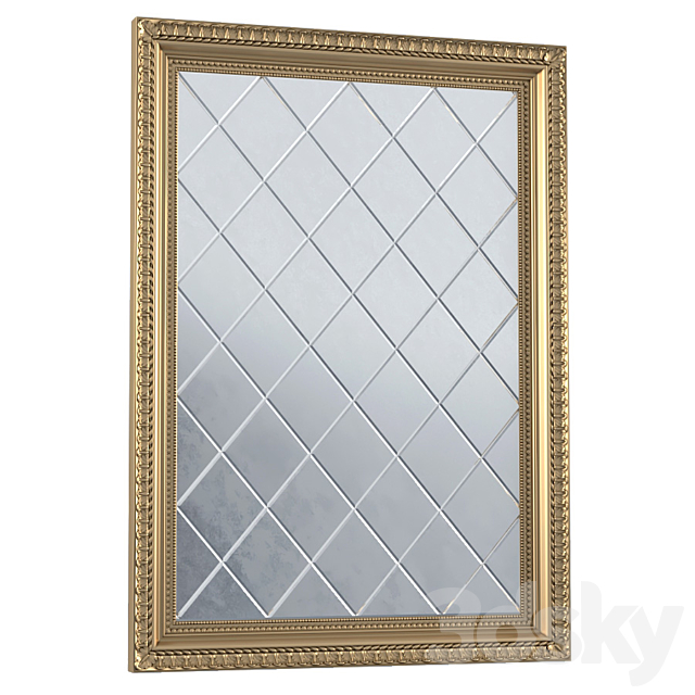 Antique beveled mirror in classic frame. Beveled Accent Mirror 3DSMax File - thumbnail 1