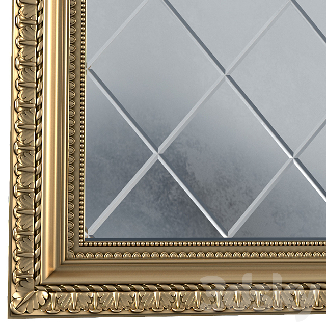 Antique beveled mirror in classic frame. Beveled Accent Mirror 3DSMax File - thumbnail 2