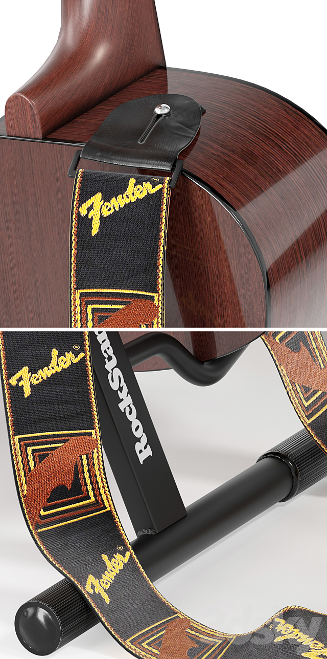 Guitar. Guitar set for stage. Musical instrument. Microphone 3dsky