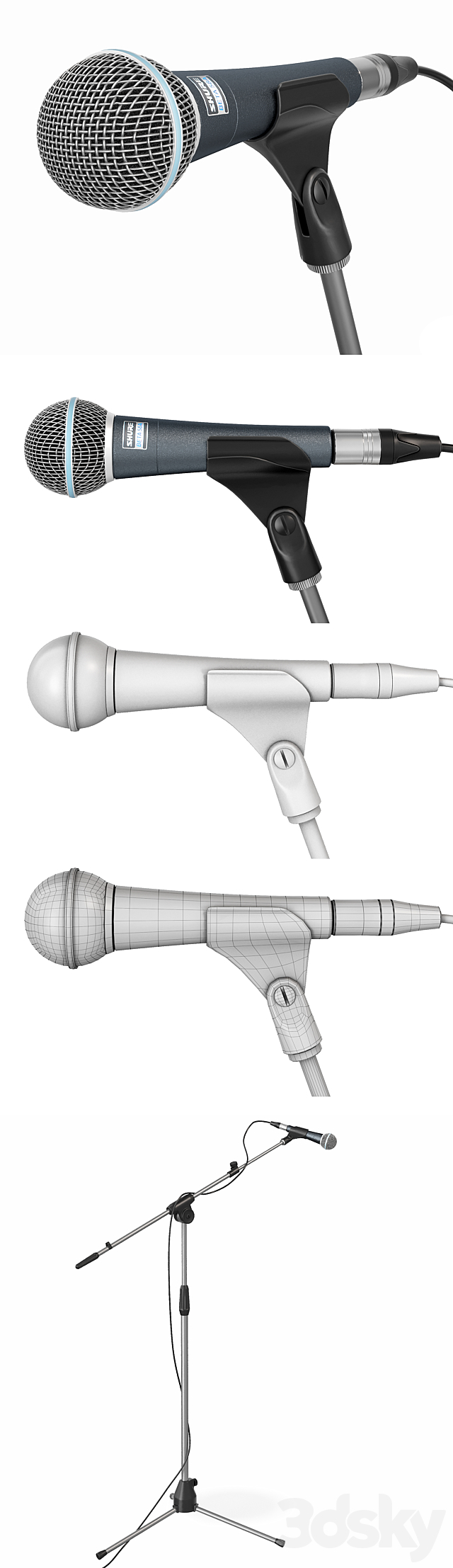 Guitar. Guitar set for stage. Musical instrument. Microphone 3dmodel