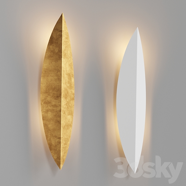 Loftconcept Art Deco Leaf Wall Lamp Gold and White 3DSMax File - thumbnail 1