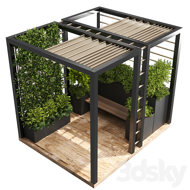 Landscape Furniture with Pergola and Roof garden 01 3DSMax File - thumbnail 2