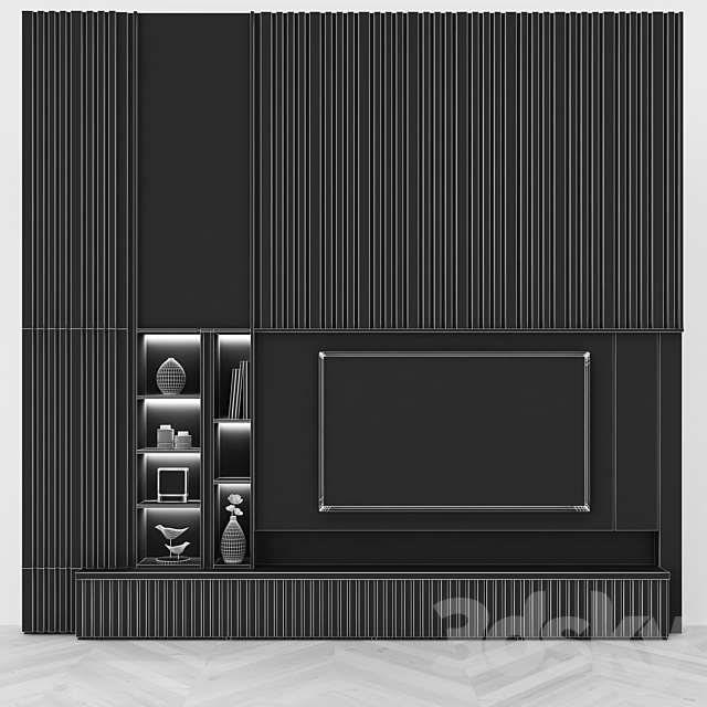 Modern TV Wall set43 3DSMax File - thumbnail 4