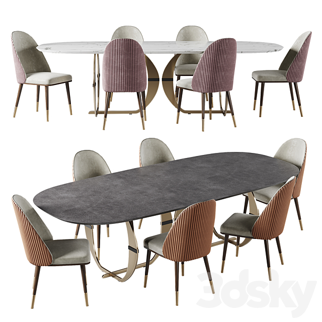 Capital Collection CONVIVIO Oval dining table and Chair 3DSMax File - thumbnail 1