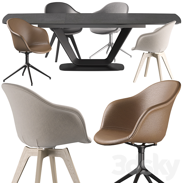 Boconcept – Alicante Table-Adelaide Chair set 3DSMax File - thumbnail 1