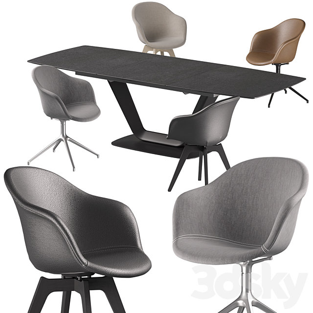 Boconcept – Alicante Table-Adelaide Chair set 3DSMax File - thumbnail 2