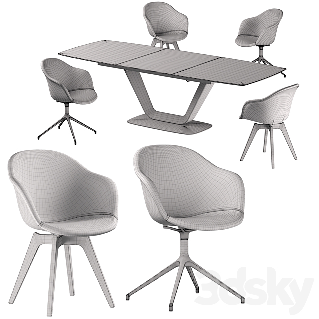Boconcept – Alicante Table-Adelaide Chair set 3DSMax File - thumbnail 5
