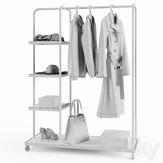 Rack Ikea Kornsjo with Clothes and Accessories 3DSMax File - thumbnail 7