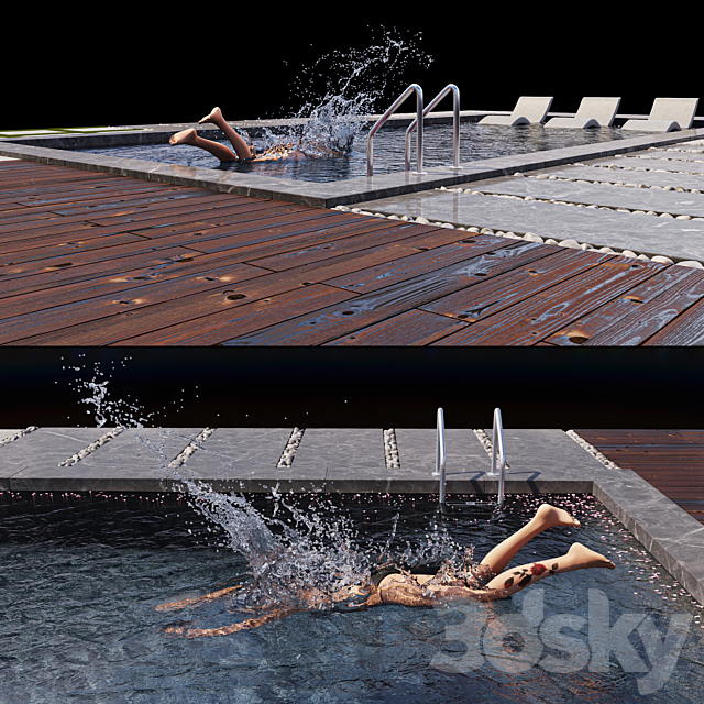 Swimming pool diving 3d