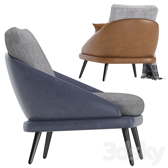 Armchair Minotti LAWSON Leather 3d