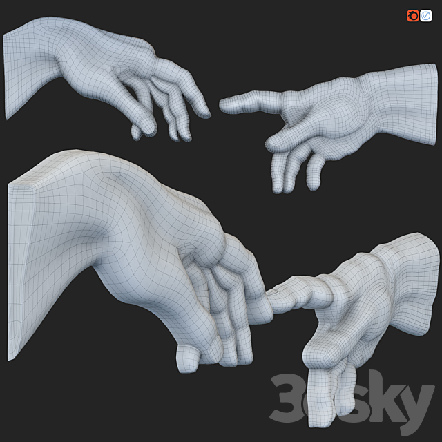 Creation of Adam by Michelangelo 1 3d