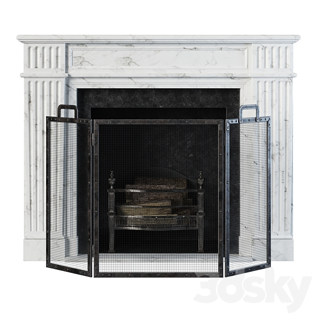 Classic fireplace white marble 3DSMax File - thumbnail 1