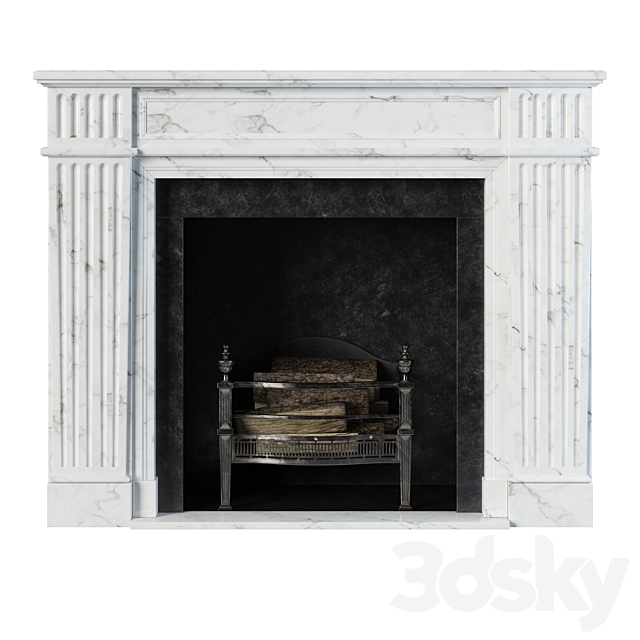 Classic fireplace white marble 3DSMax File - thumbnail 2