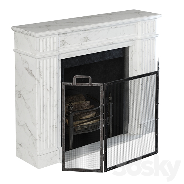Classic fireplace white marble 3DSMax File - thumbnail 3