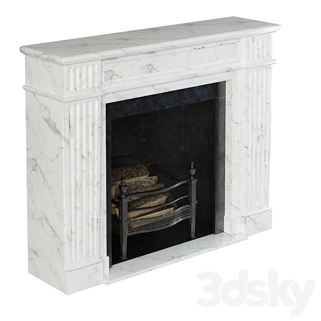 Classic fireplace white marble 3DSMax File - thumbnail 4