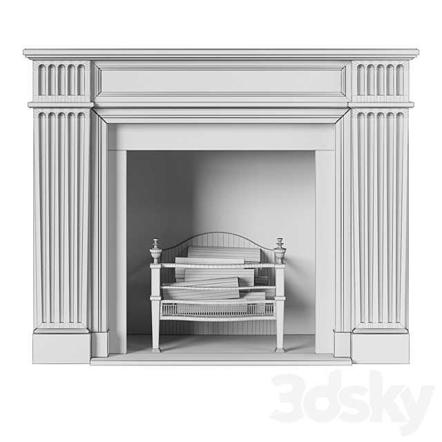 Classic fireplace white marble 3DSMax File - thumbnail 7
