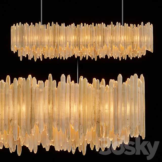 RH SELENITE CRYSTAL RECTANGULAR CHANDELIER 72 