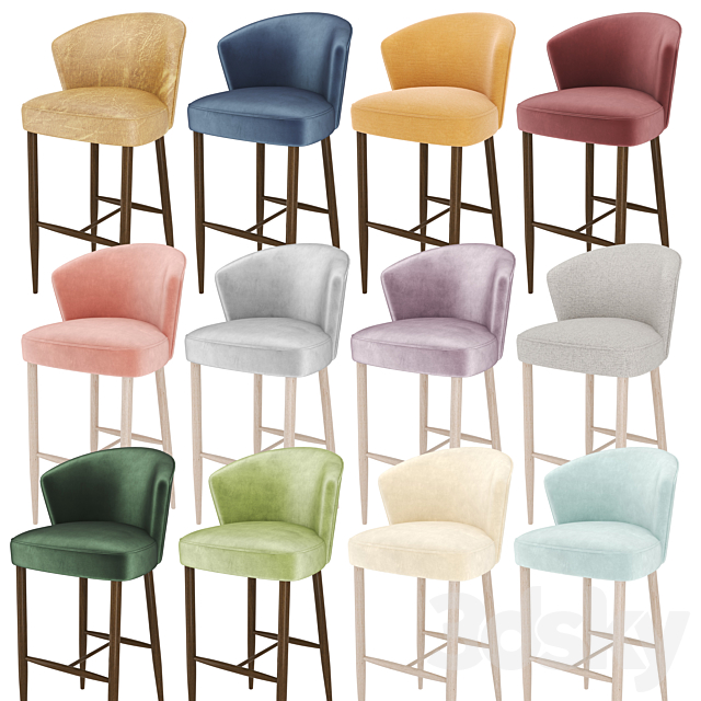 Upholstered bar chair ADONIS 3DSMax File - thumbnail 3