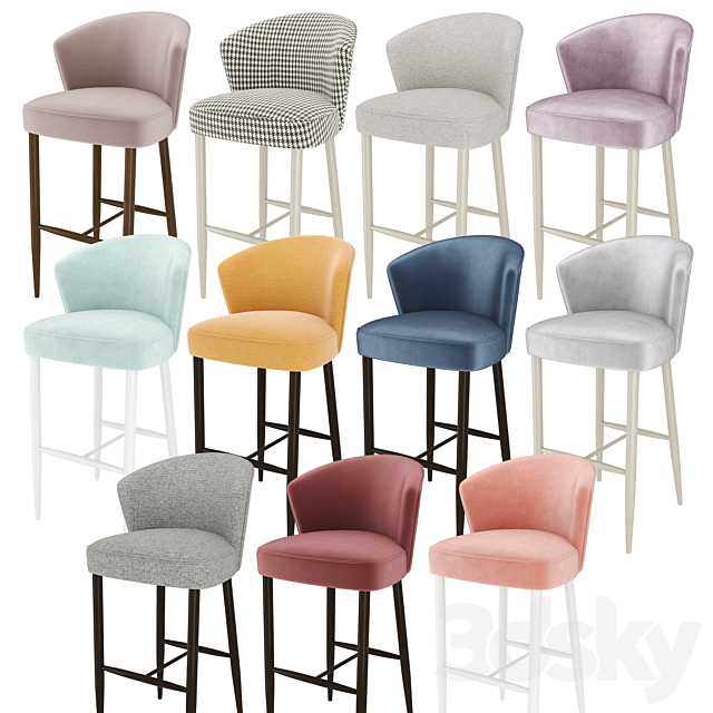 Upholstered bar chair ADONIS 3DSMax File - thumbnail 4