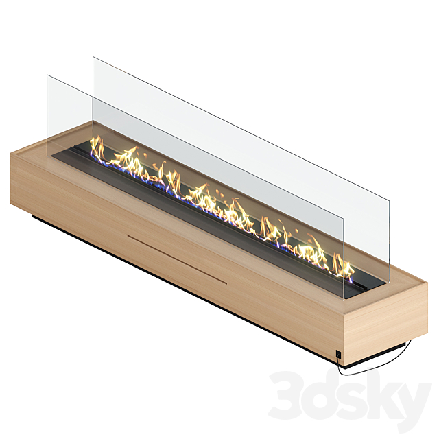 Independent wooden fireplace 3d