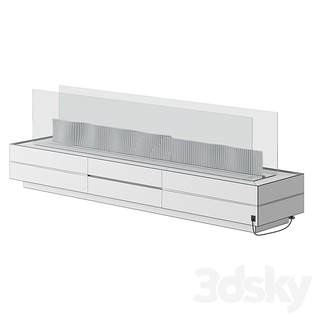 Independent wooden fireplace 3dsky