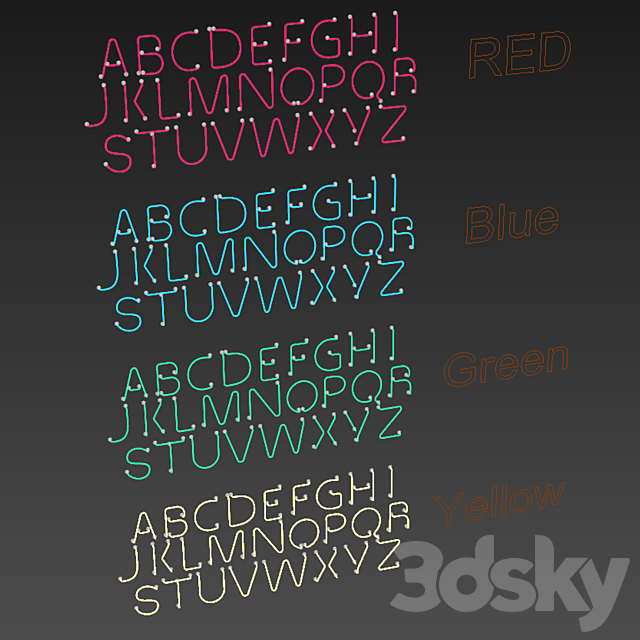 Light modules. Set 25. Neon Alphabet 3DSMax File - thumbnail 6