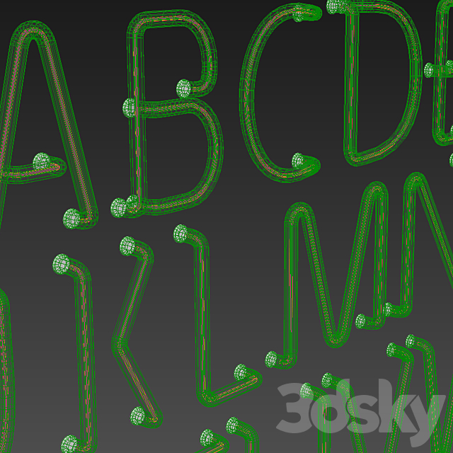 Light modules. Set 25. Neon Alphabet 3DSMax File - thumbnail 7