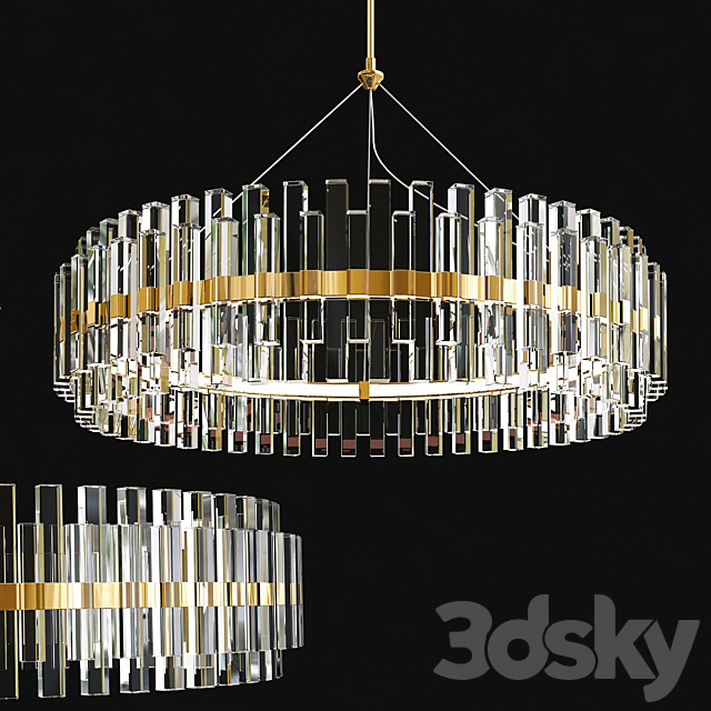 Phoebe Round LED Crystal Chandelier Collection 3d