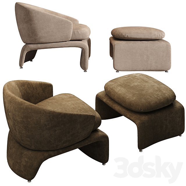 Minotti Halley armchair (5 materials) 3DSMax File - thumbnail 2