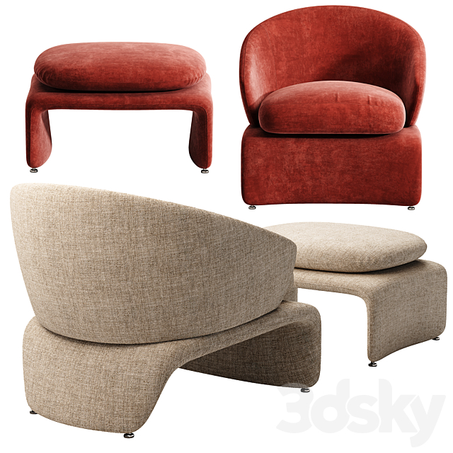 Minotti Halley armchair (5 materials) 3DSMax File - thumbnail 3