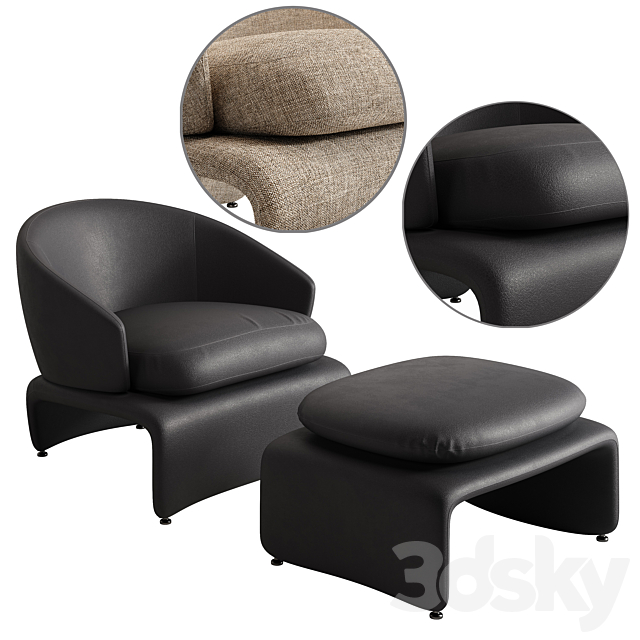 Minotti Halley armchair (5 materials) 3DSMax File - thumbnail 4
