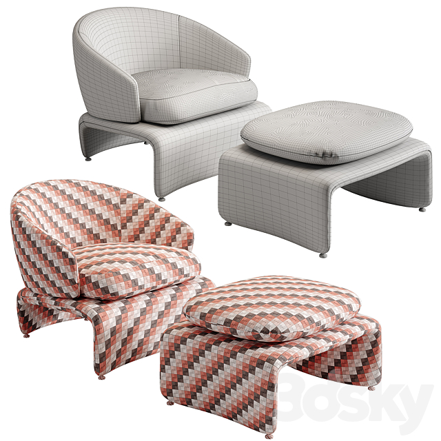 Minotti Halley armchair (5 materials) 3DSMax File - thumbnail 5