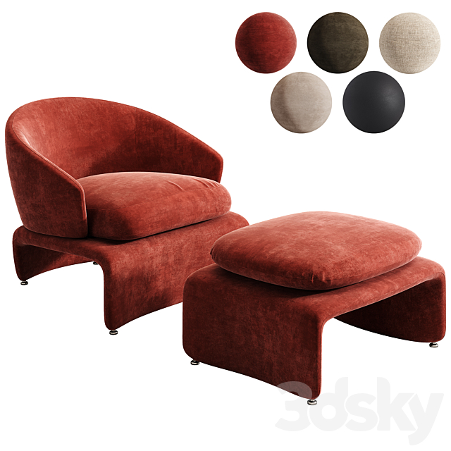 Minotti Halley armchair (5 materials) 3DSMax File - thumbnail 1