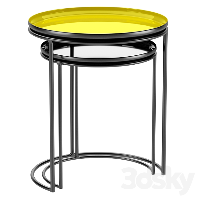 Set of 2 round coffee tables Tivara 3d