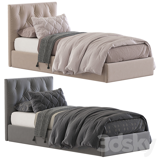 Bed with a soft headboard 8 3DSMax File - thumbnail 1