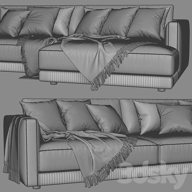 Poliform Bristol Chaise Longue Sofa 2 3DSMax File - thumbnail 4