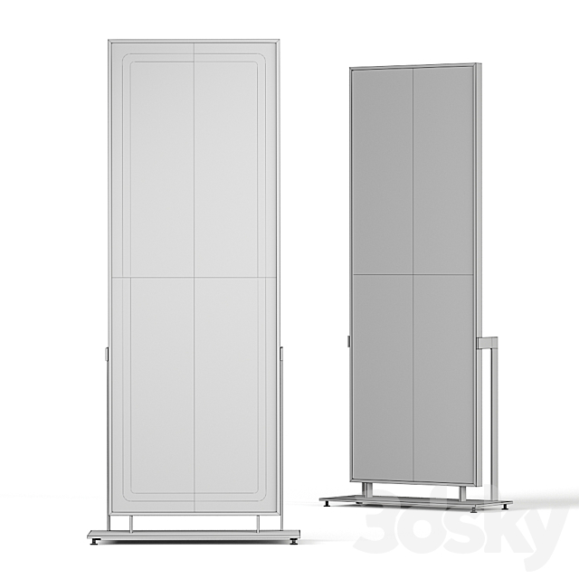 Floor mirror in brass frame LN002F from Apika 3d