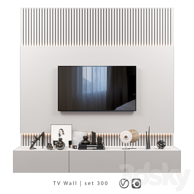 TV Wall | set 300 3DSMax File - thumbnail 1