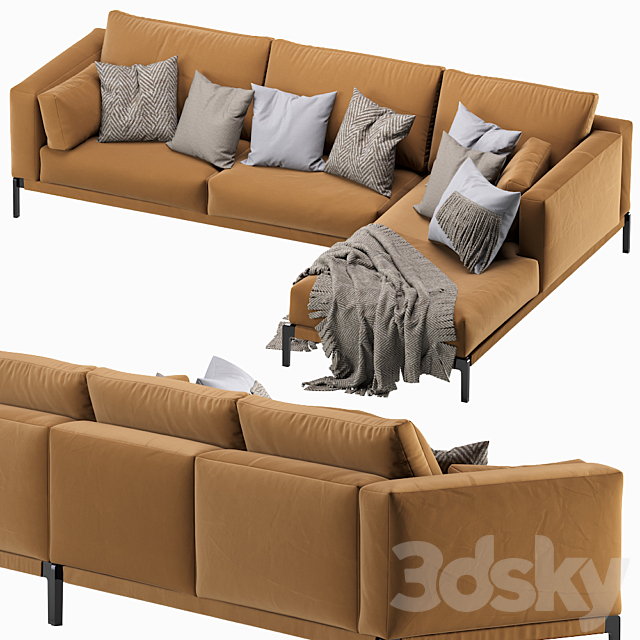 Flexform Romeo Chaise Longue Sofa 3d