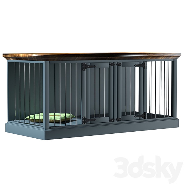 Damien Double Wide Credenza Pet Crate by Archie & Oscar 3d