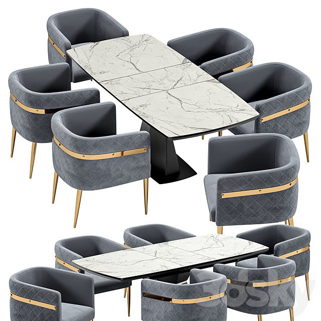 Garda dining chair and Diamond table 3DSMax File - thumbnail 3