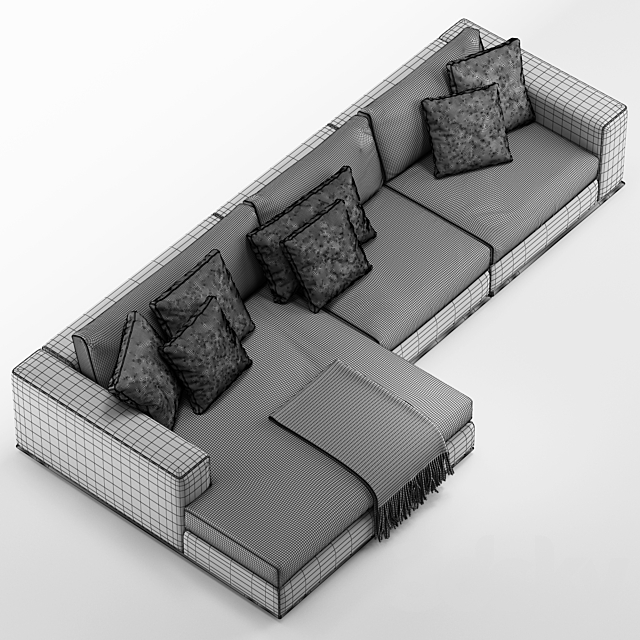 Minotti Hamilton corner sofa 3DSMax File - thumbnail 7