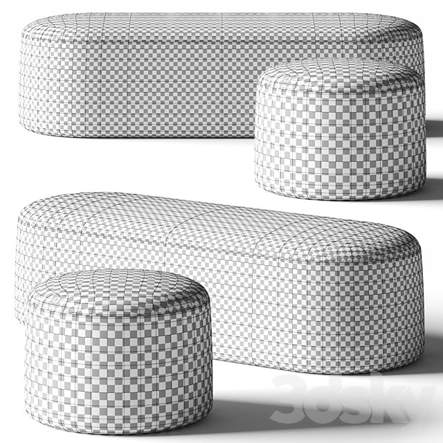 PlusHalle Proto Pouf & Bench 3d