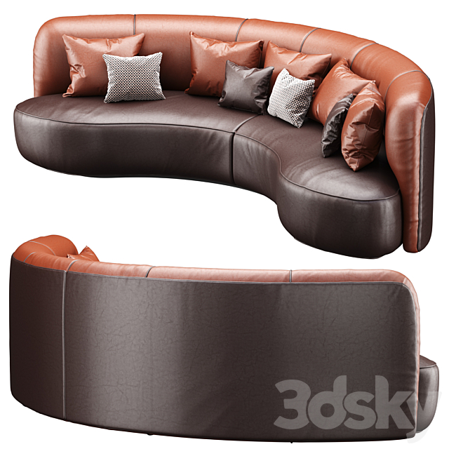 Annabel leather round sofa LS08 _ Leather semicircular sofa 3DSMax File - thumbnail 4