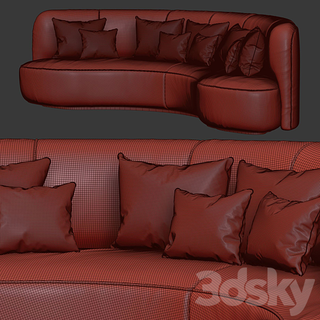 Annabel leather round sofa LS08 _ Leather semicircular sofa 3DSMax File - thumbnail 5