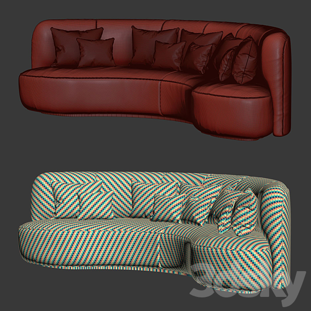 Annabel leather round sofa LS08 _ Leather semicircular sofa 3DSMax File - thumbnail 6